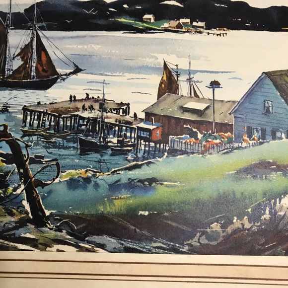 Watercolor Art Harbor Seaport C. Ivar Gilbert lithograph  Print Coming into port - Picture 6 of 16